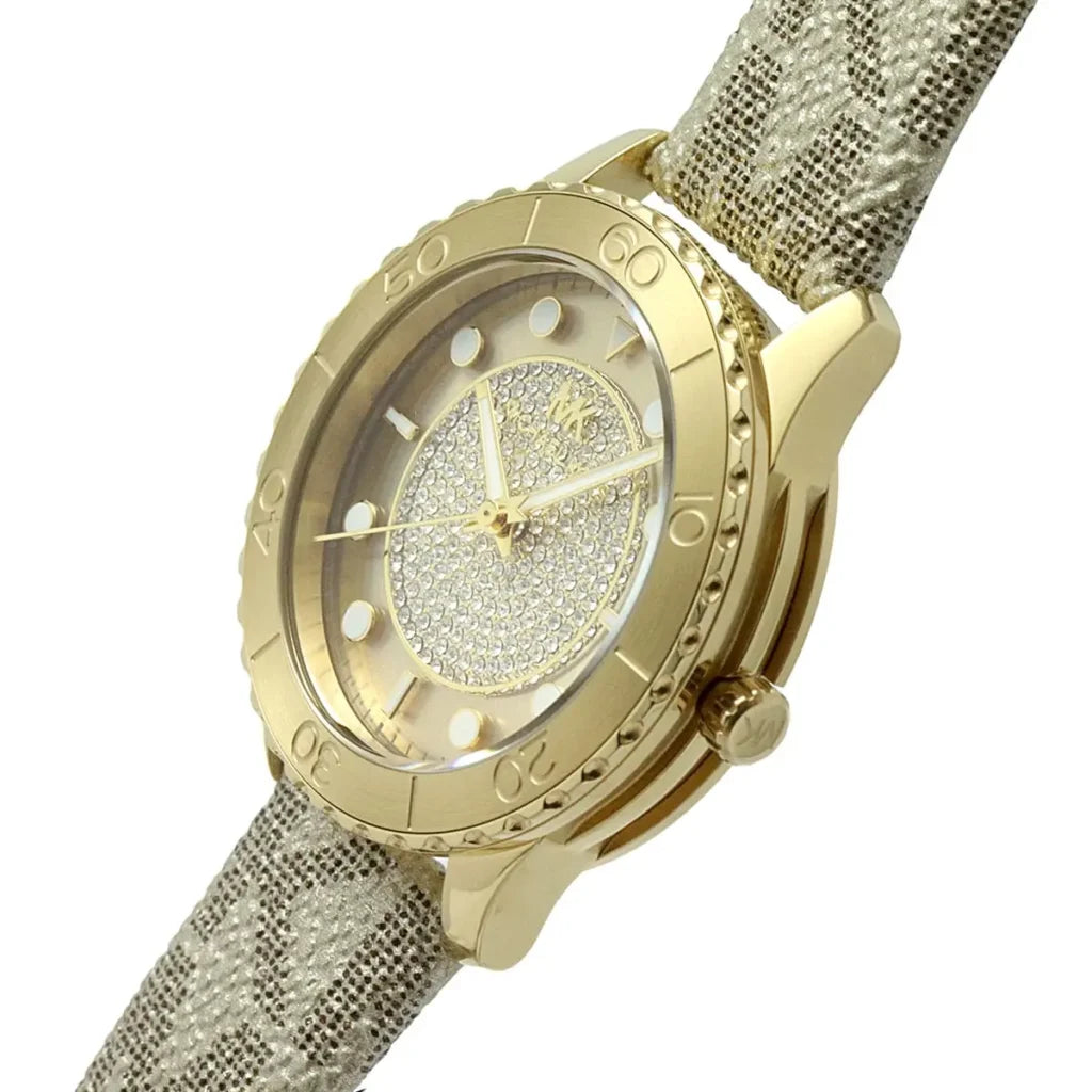 Michael Kors Women's Runway Gold Dial Brown Strap Watch MK6999