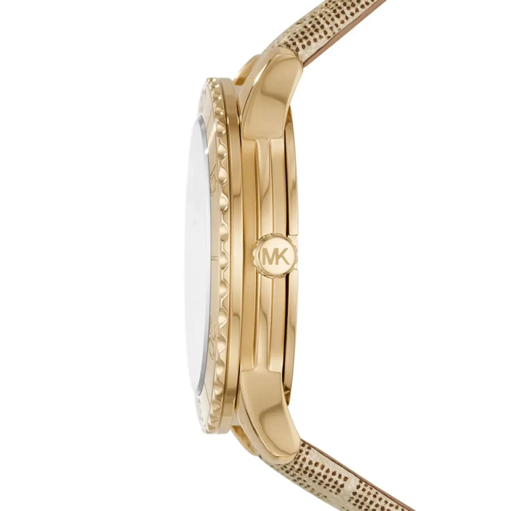 Michael Kors Women's Runway Gold Dial Brown Strap Watch MK6999