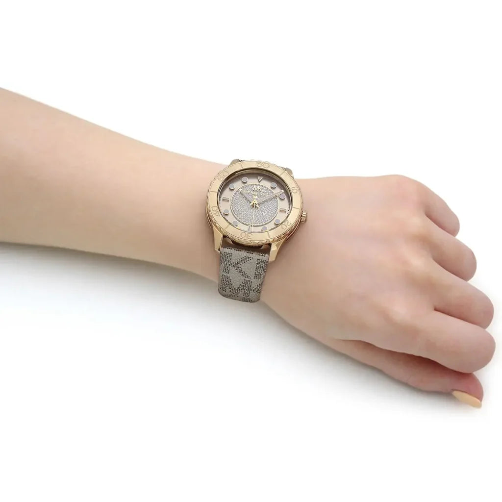 Michael Kors Women's Runway Gold Dial Brown Strap Watch MK6999