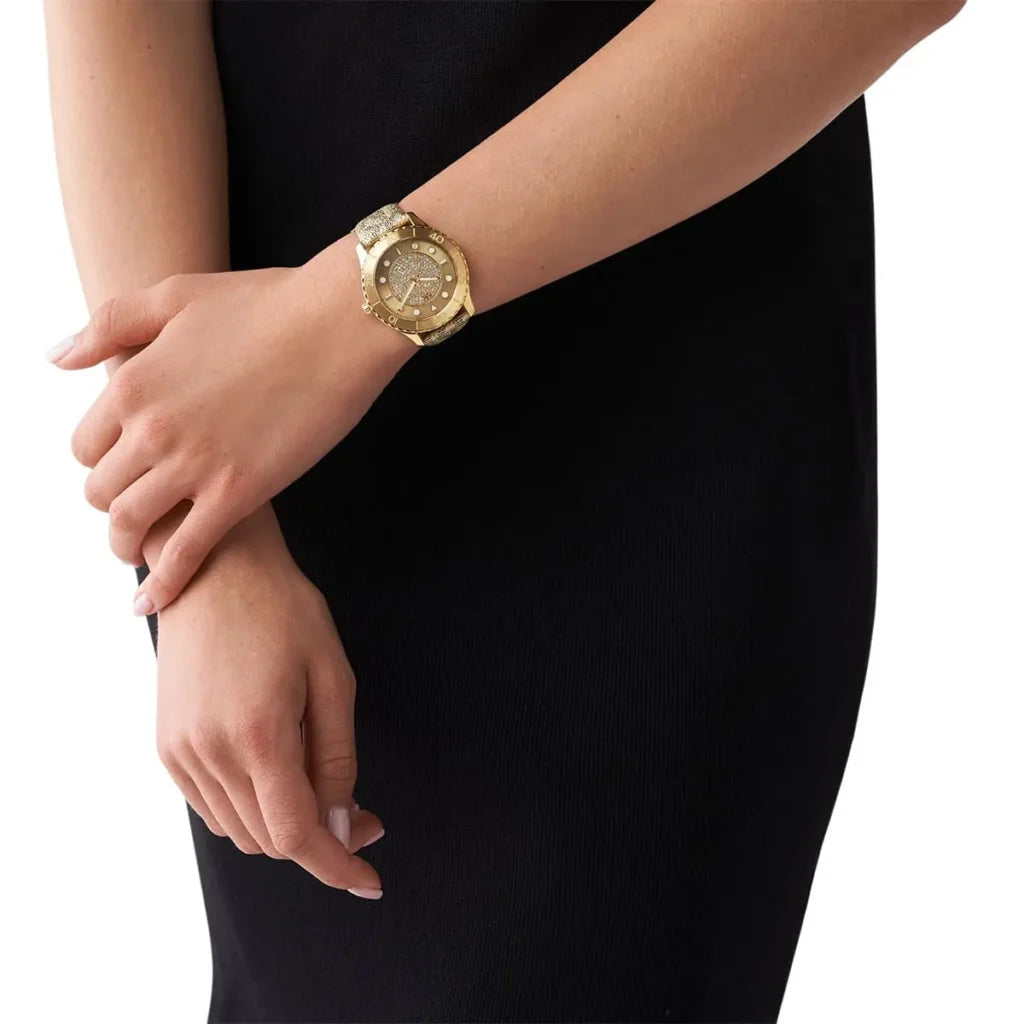 Michael Kors Women's Runway Gold Dial Brown Strap Watch MK6999
