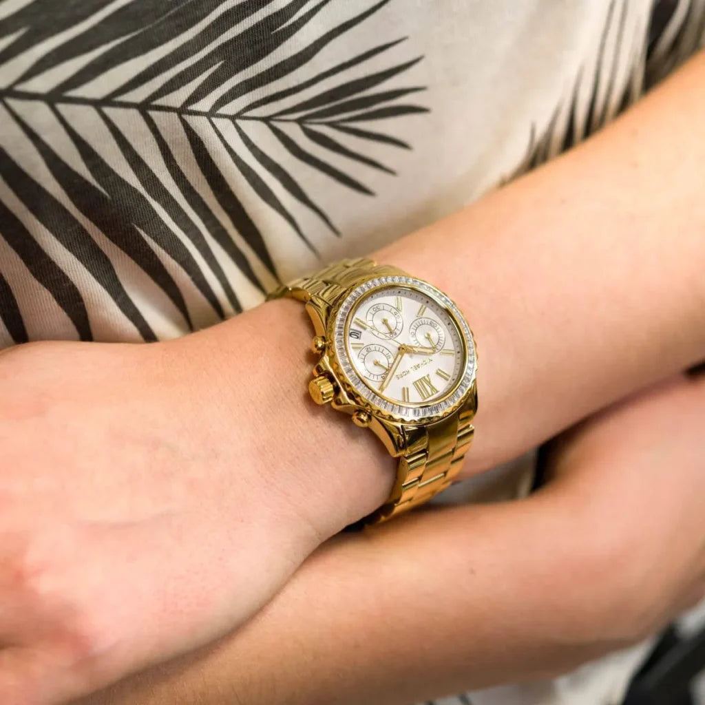 Michael Kors Everest MK7212 Women’s Quartz Watch – White Dial Gold Stainless Steel Bracelet