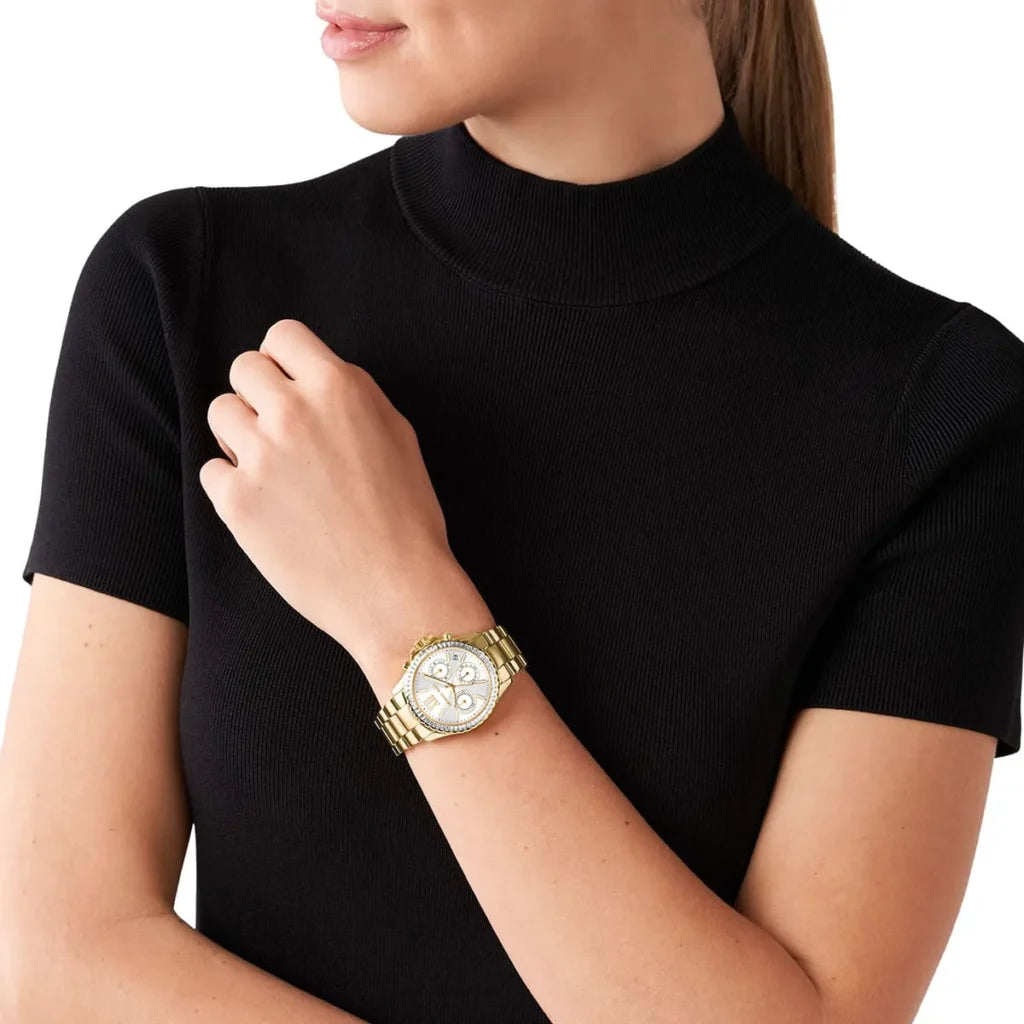 Michael Kors Everest MK7212 Women’s Quartz Watch – White Dial Gold Stainless Steel Bracelet