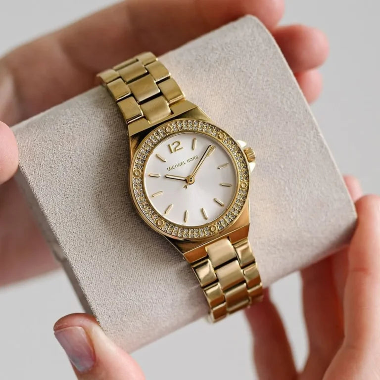 Michael Kors Lennox Women’s Watch MK7278 – White Dial with Gold Stainless Steel Bracelet