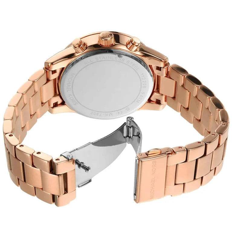Michael Kors Women’s Ritz MK7302 Rose Gold Stainless Steel Chronograph Watch – 37mm