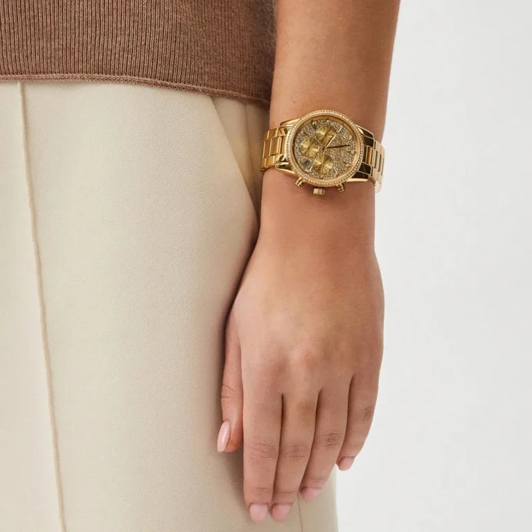 Michael Kors Parker MK7310 Women’s Watch – Gold Stainless Steel Bracelet & Dial | 37mm Quartz Elegant Luxury Timepiece