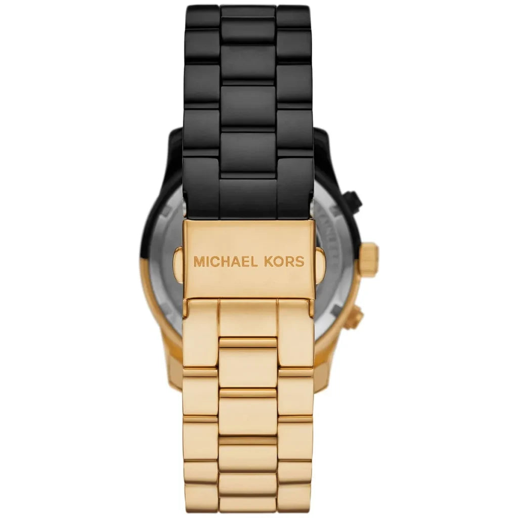 Michael Kors Runway Women’s Watch MK7328 – Black & Gold Stainless Steel Quartz Timepiece
