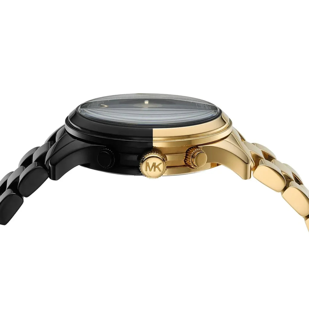 Michael Kors Runway Women’s Watch MK7328 – Black & Gold Stainless Steel Quartz Timepiece