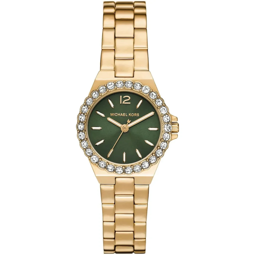 Michael Kors Lennox MK7395 Women’s Gold Stainless Steel Watch – Green Dial 30mm Elegant Quartz Timepiece