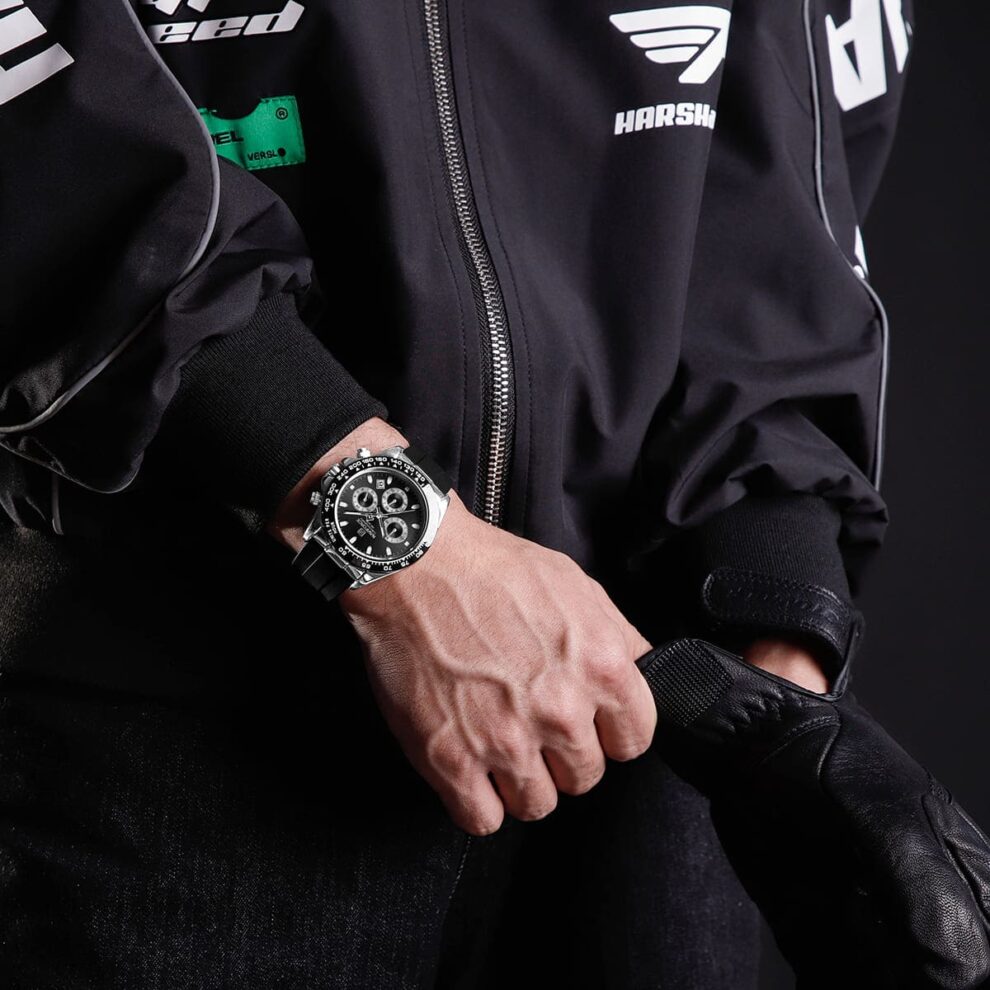 Naviforce Men’s Watch NF8054-S-B-B – Black Dial with Silicone Rubber Strap