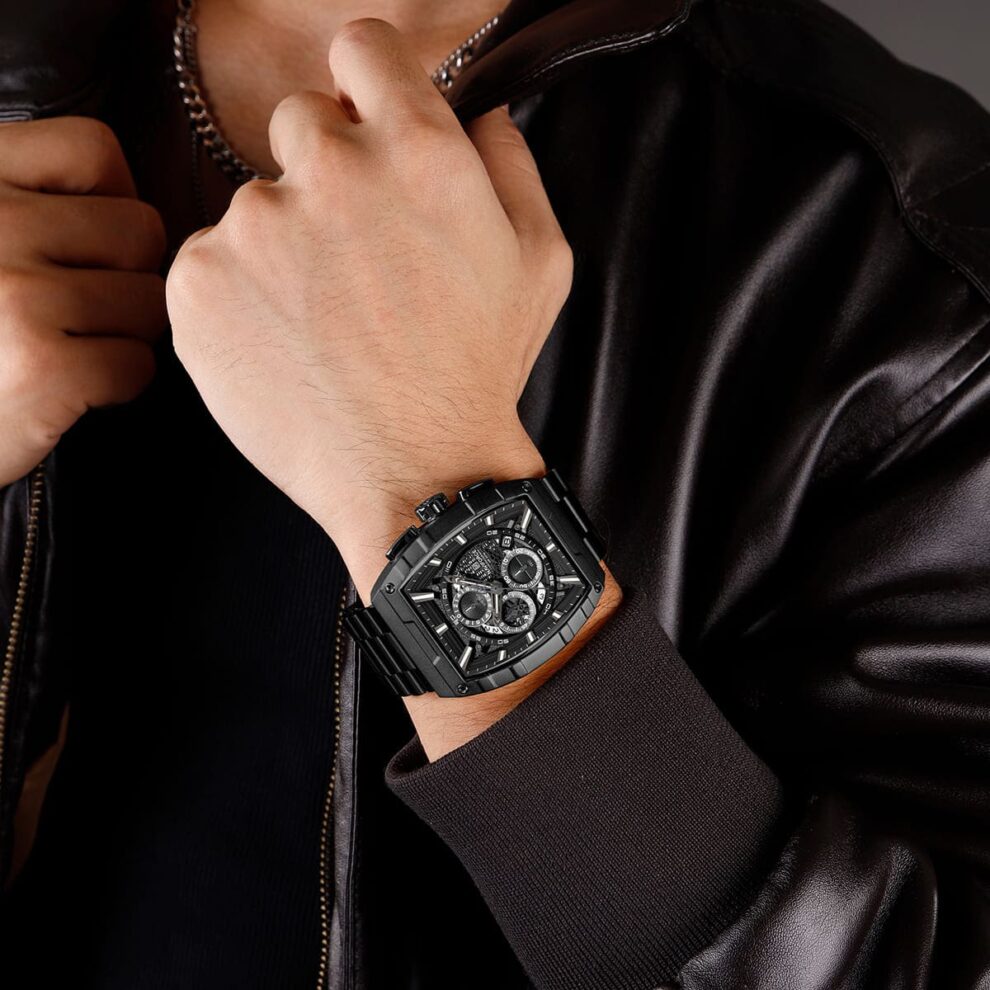 Naviforce NF8066-B-B-B Men’s Analog Square Watch with Black Dial & Stopwatch