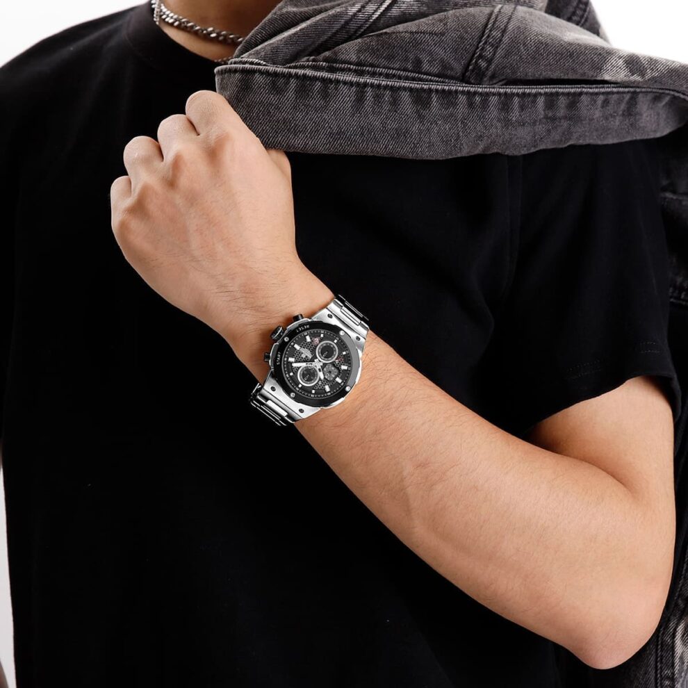 Naviforce NF8072-S-B-S Men’s Analog Round Watch with Black Dial & Stopwatch