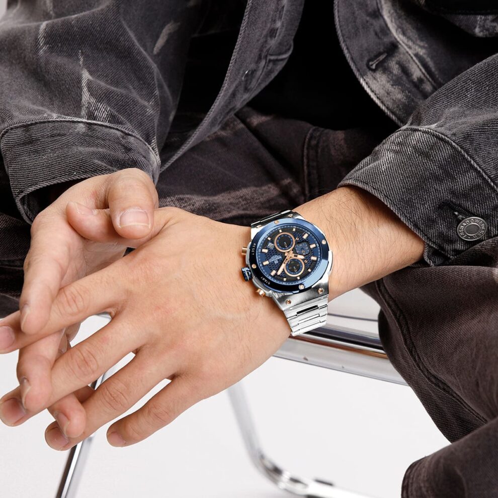 Naviforce NF8072-S-BE-S Men’s Analog Round Watch with Blue Dial & Stopwatch