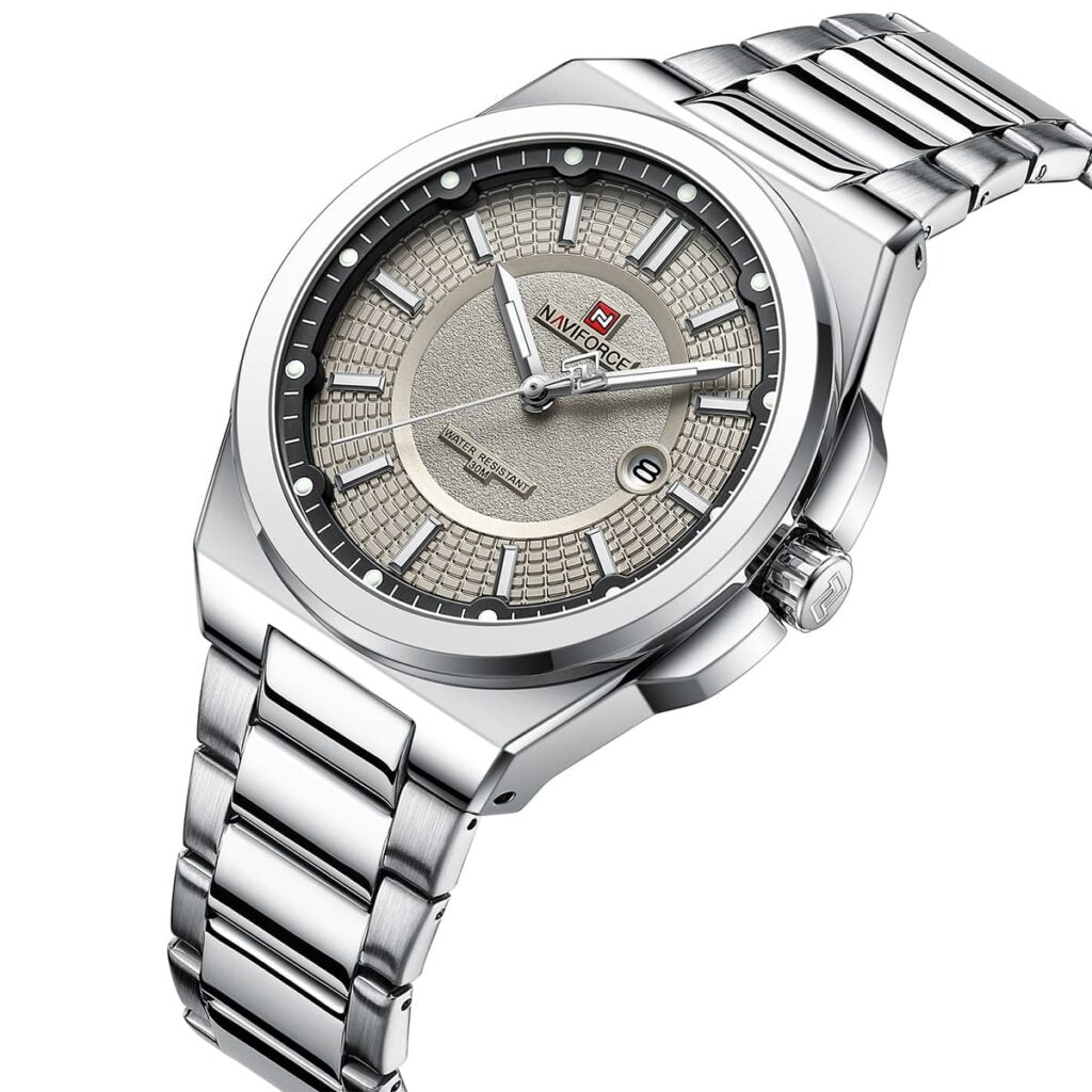 Naviforce NF9212-S-GY Men's Watch – Stylish Gray Dial Stainless Steel Analog Watch