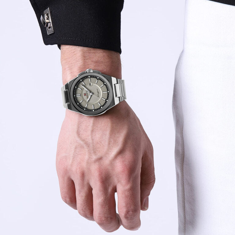 Naviforce NF9212-S-GY Men's Watch – Stylish Gray Dial Stainless Steel Analog Watch