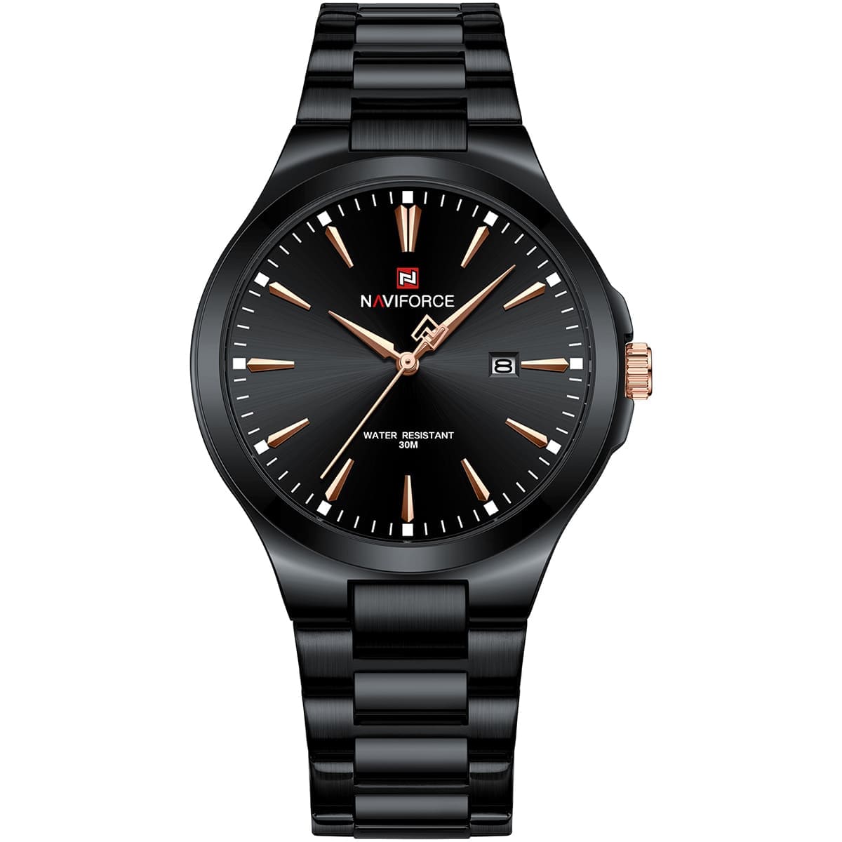 Naviforce NF9214-B-B Men’s Analog Round Watch with Monthly Date