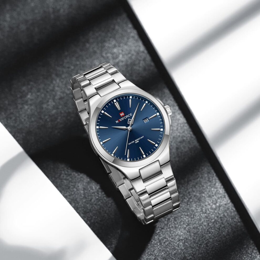 Naviforce NF9214-S-BE Men’s Analog Round Watch with Blue Dial & Monthly Date