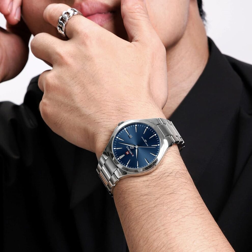 Naviforce NF9214-S-BE Men’s Analog Round Watch with Blue Dial & Monthly Date