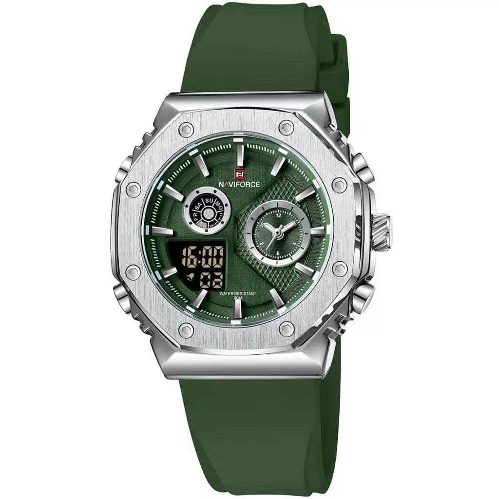 Naviforce NF9216T-S-GN-GN Men’s Analog & Digital Sport Watch – Green Dial Rubber Strap