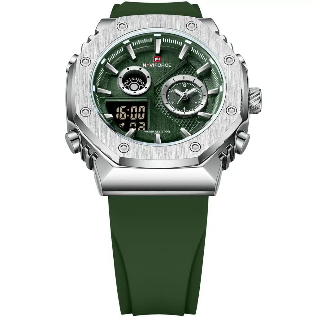 Naviforce NF9216T-S-GN-GN Men’s Analog & Digital Sport Watch – Green Dial Rubber Strap