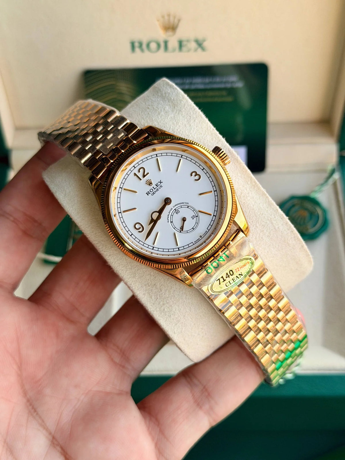 Rolex 1908 Men's Gold-Tone Watch with White Dial – Design -RLX1908-02