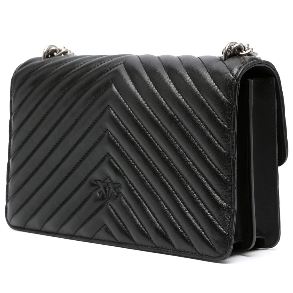 Pinko Women's Leather Crossbody Bag – Black Flap Design with Elegant Everyday Style#02