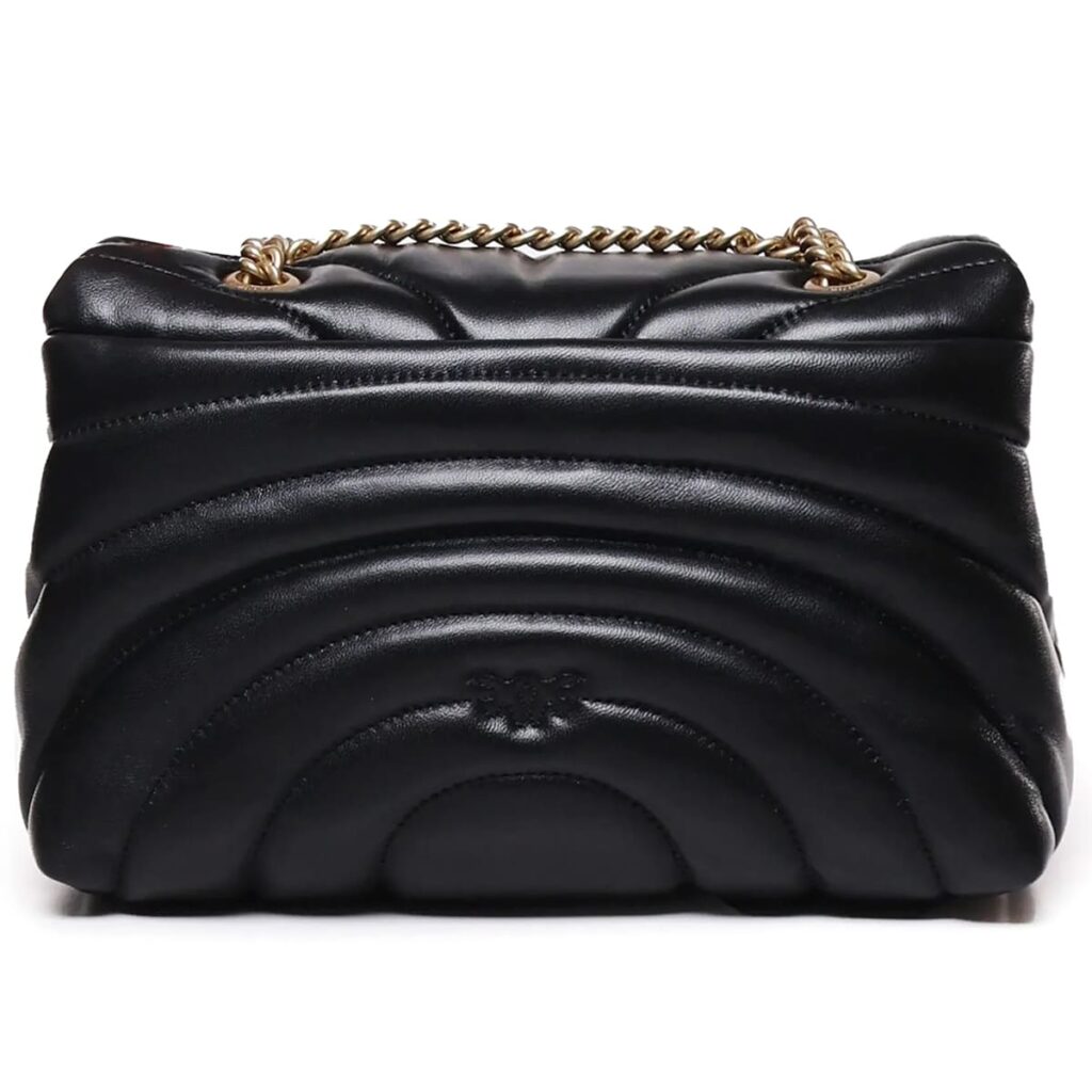 PINKO Women's Black Leather Shoulder & Crossbody Bag – Envelope Flap Design #06