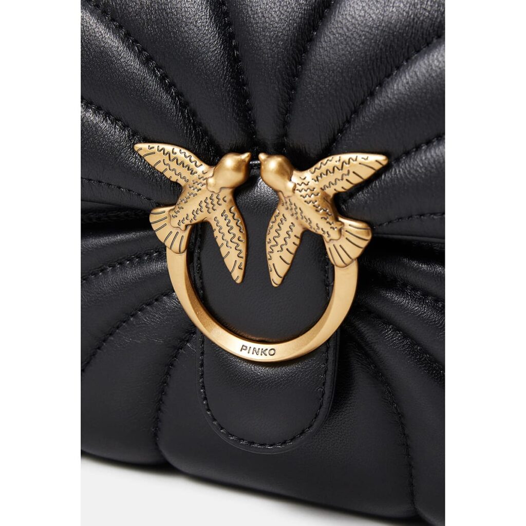 PINKO Women's Black Leather Shoulder & Crossbody Bag – Envelope Flap Design #06