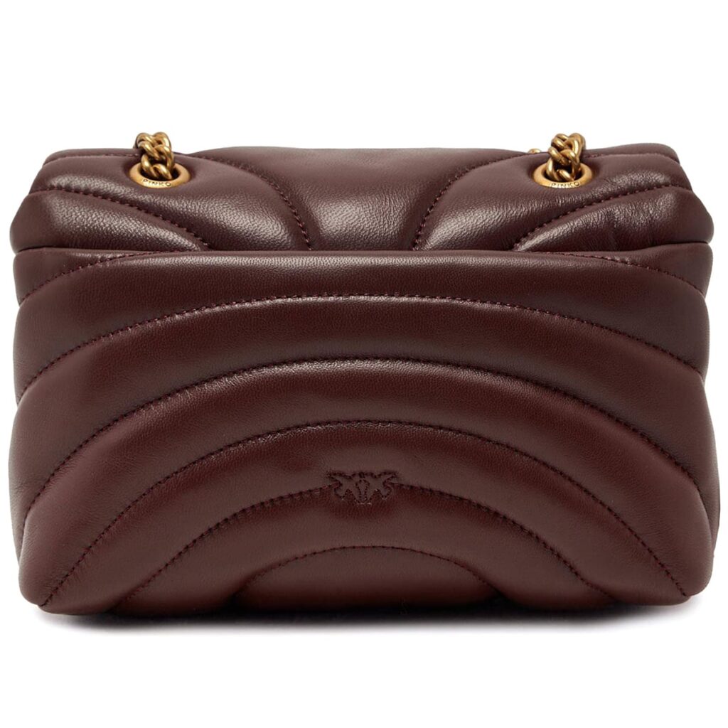Pinko Women's Leather Shoulder & Crossbody Bag – Burgundy with Elegant Flap Design#03