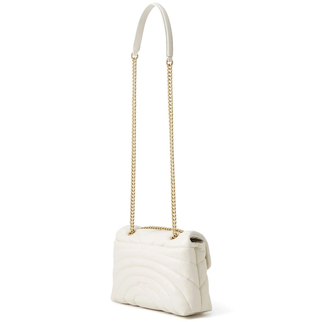 Pinko Women's Leather Shoulder & Crossbody Bag – White with Elegant Flap Design#04
