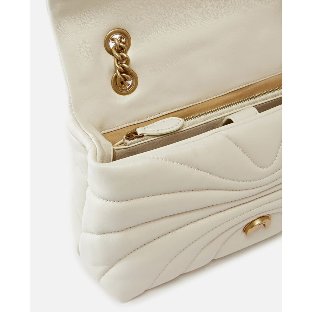 Pinko Women's Leather Shoulder & Crossbody Bag – White with Elegant Flap Design#04
