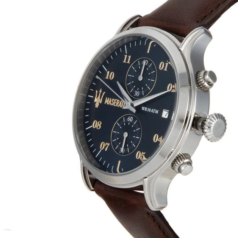 Maserati Epoca Men’s Watch R8871618001 – Blue Dial with Brown Leather Strap