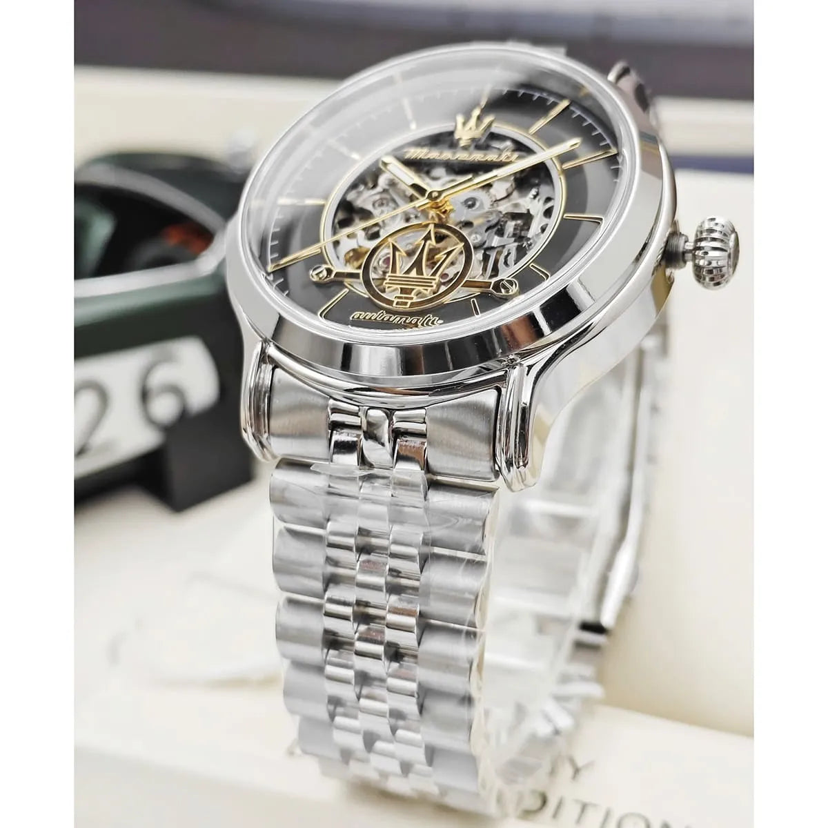Maserati Men's Watch R8823118015 – Black Dial with Silver Stainless Steel Bracelet