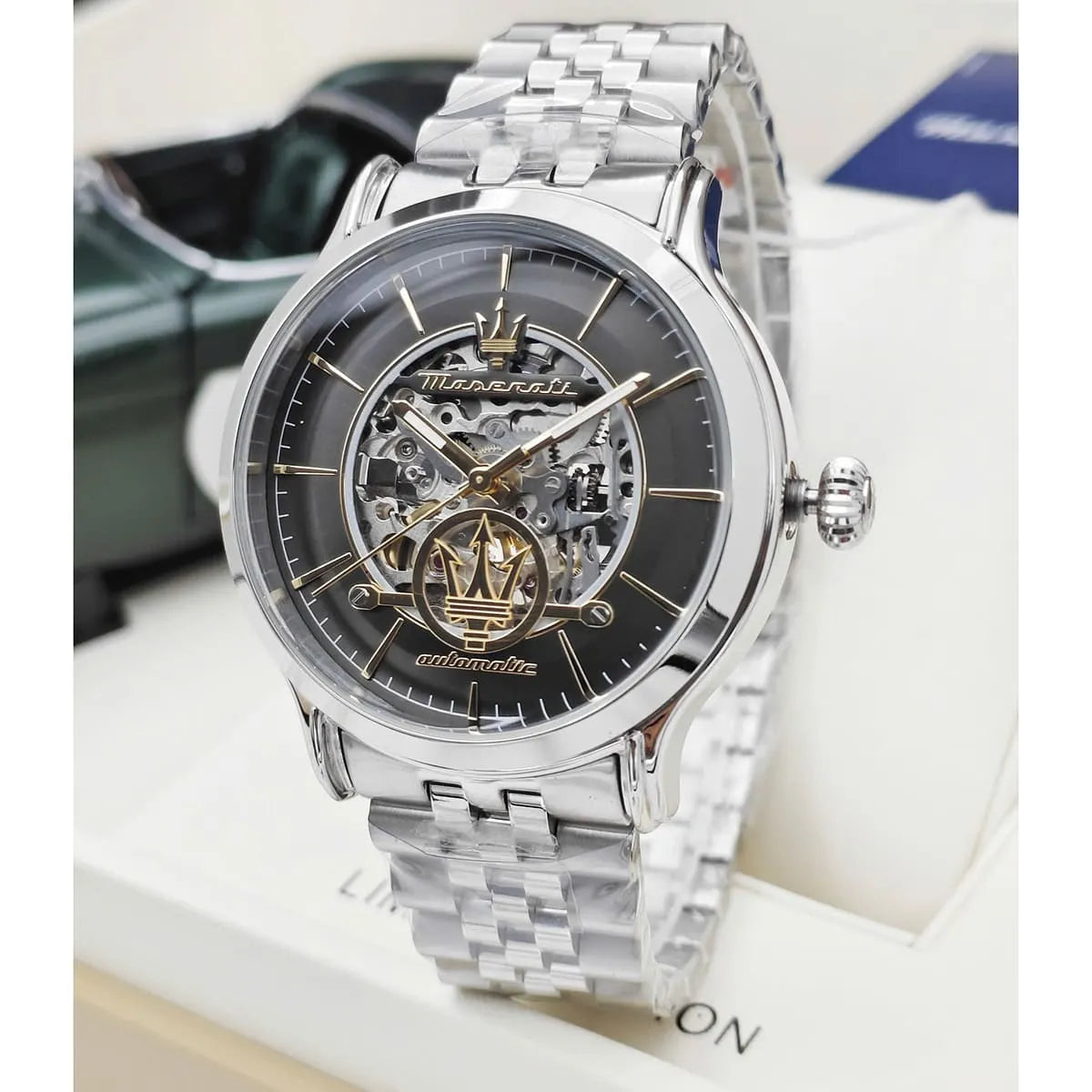Maserati Men's Watch R8823118015 – Black Dial with Silver Stainless Steel Bracelet