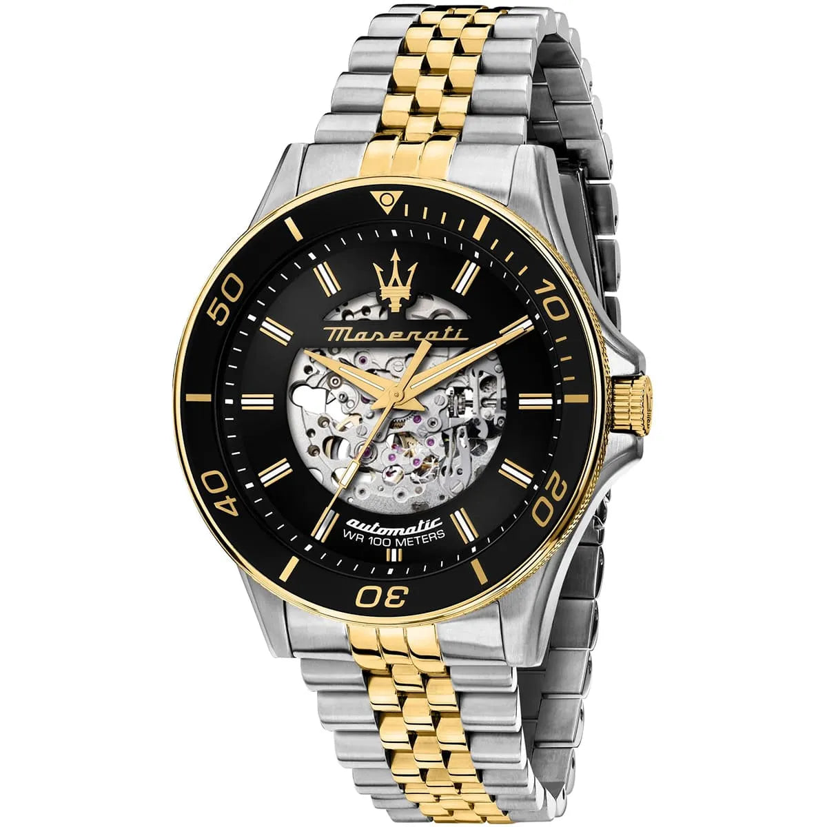 Maserati R8823140010 Men’s Watch – Sfida Automatic Black Dial Two-Tone Stainless Steel Watch