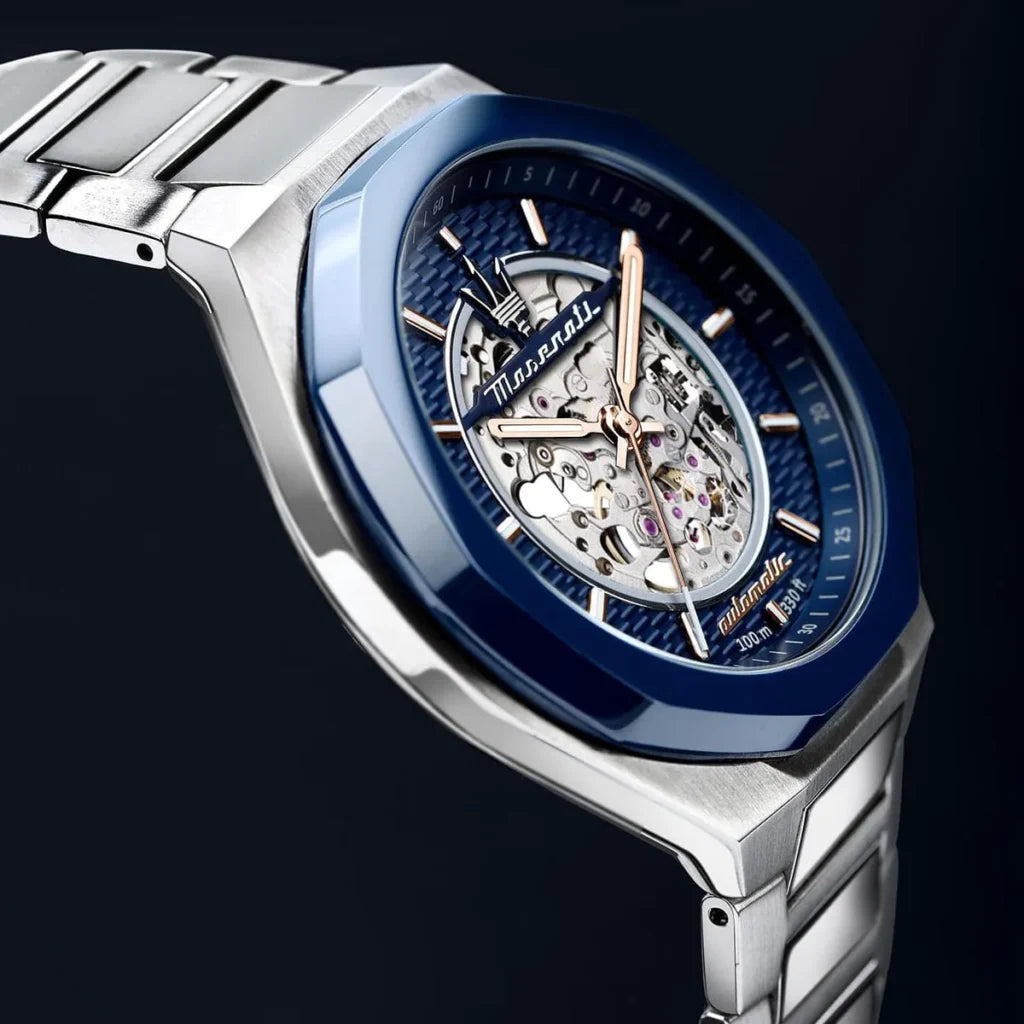 Maserati R8823142004 Men’s Watch – Stile Automatic Blue Dial Stainless Steel Silver Watch