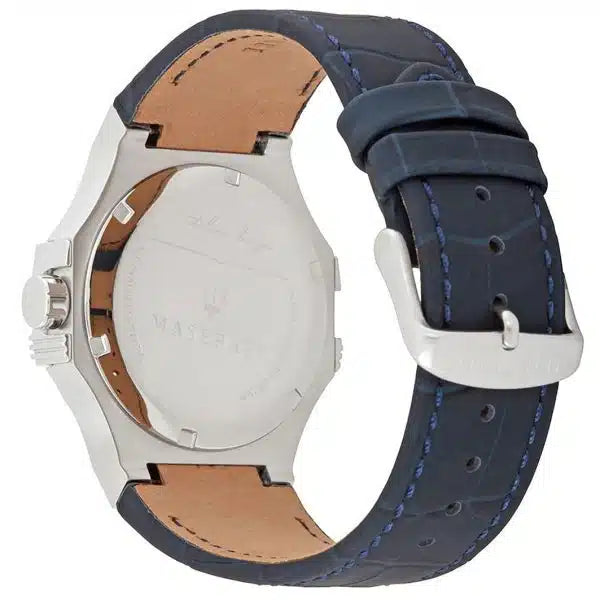 Maserati Potenza Men’s Watch R8851108015 – Blue Dial, Blue Leather Strap, 42mm Quartz Analog