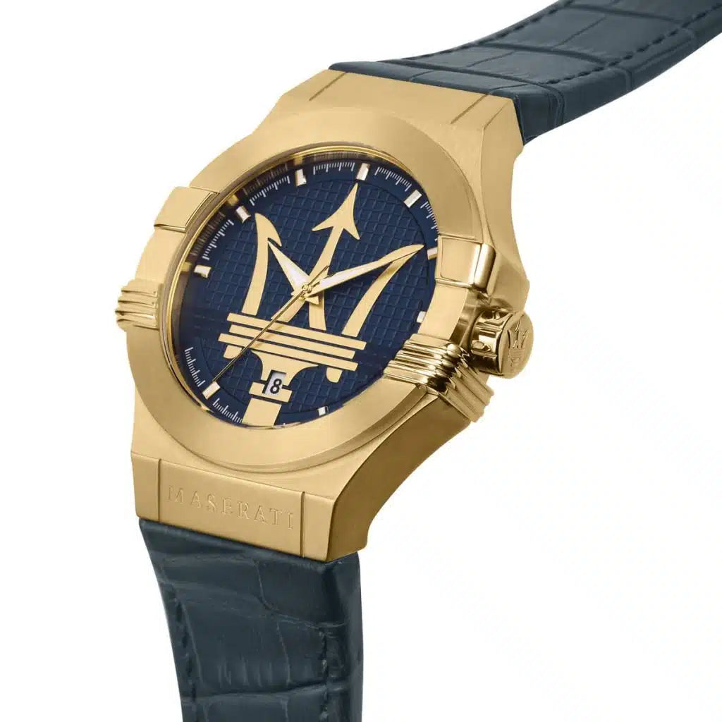 Maserati Potenza R8851108035 Men’s Watch – Blue Dial, Blue Genuine Leather Strap, 42mm, Quartz Movement, 100M Water Resistant