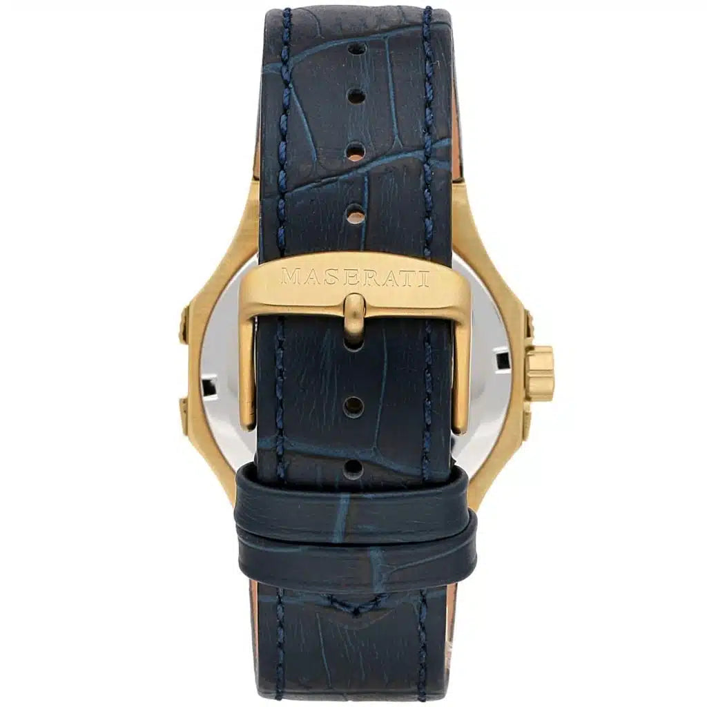 Maserati Potenza R8851108035 Men’s Watch – Blue Dial, Blue Genuine Leather Strap, 42mm, Quartz Movement, 100M Water Resistant