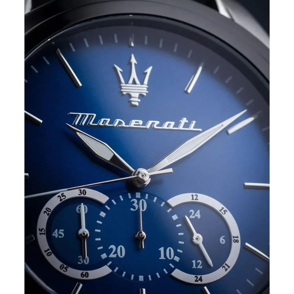 Maserati R8871612044 Men’s Watch – Traguardo Blue Dial Sport Watch with Black Silicone Strap