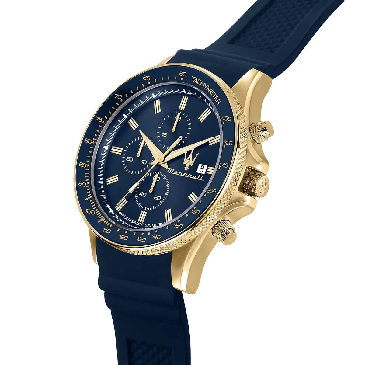 Maserati Sfida Men’s Quartz Chronograph Watch – Blue Dial, Silicone Strap, 44mm – R8871640004