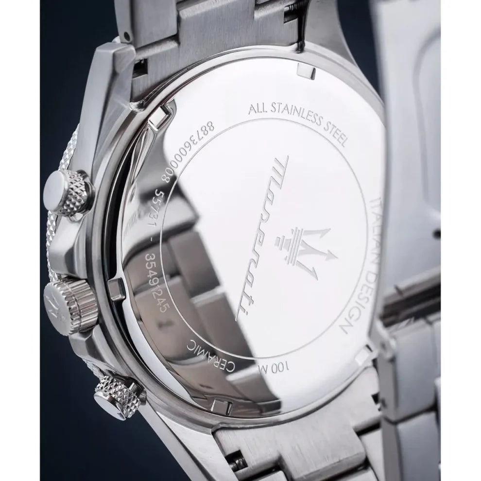 Maserati Competizione Men's Watch R8873600008, Silver Stainless Steel with Green Bezel