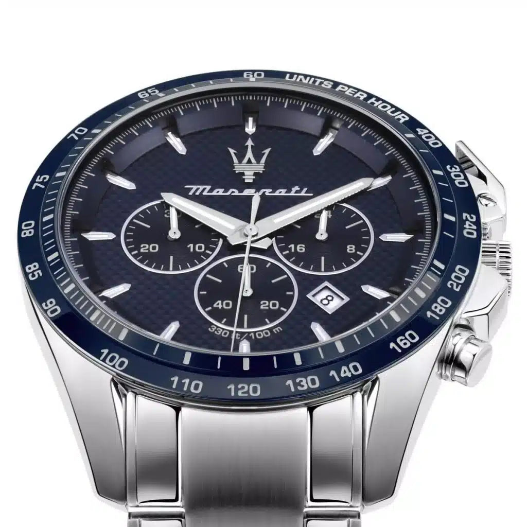 Maserati Maserati Traguardo Men’s Watch R8873612043 – Blue Dial Stainless Steel Chronograph