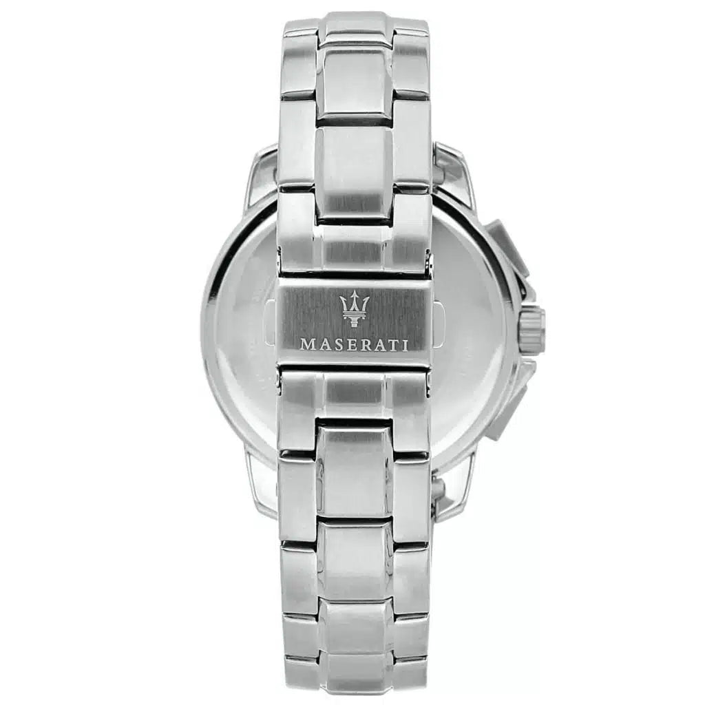 Maserati R8873645004 Successo Solar Watch – Blue Dial, Silver Stainless Steel Strap, Solar Quartz (45mm)