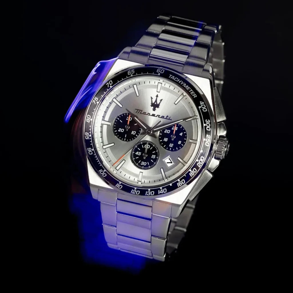 Maserati R8873652006 Velocita Watch – Silver Dial, Full Stainless Steel Bracelet, 100M Water Resistant (43mm)