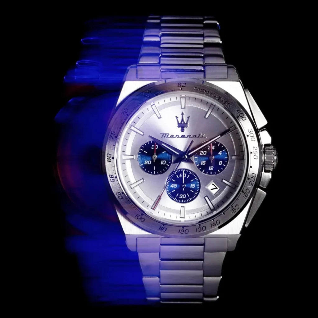 Maserati R8873652007 Velocita Watch – White Dial, Silver Stainless Steel Bracelet, 100M Water Resistant (43mm)
