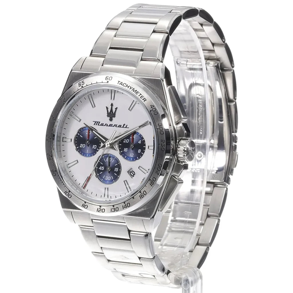 Maserati R8873652007 Velocita Watch – White Dial, Silver Stainless Steel Bracelet, 100M Water Resistant (43mm)