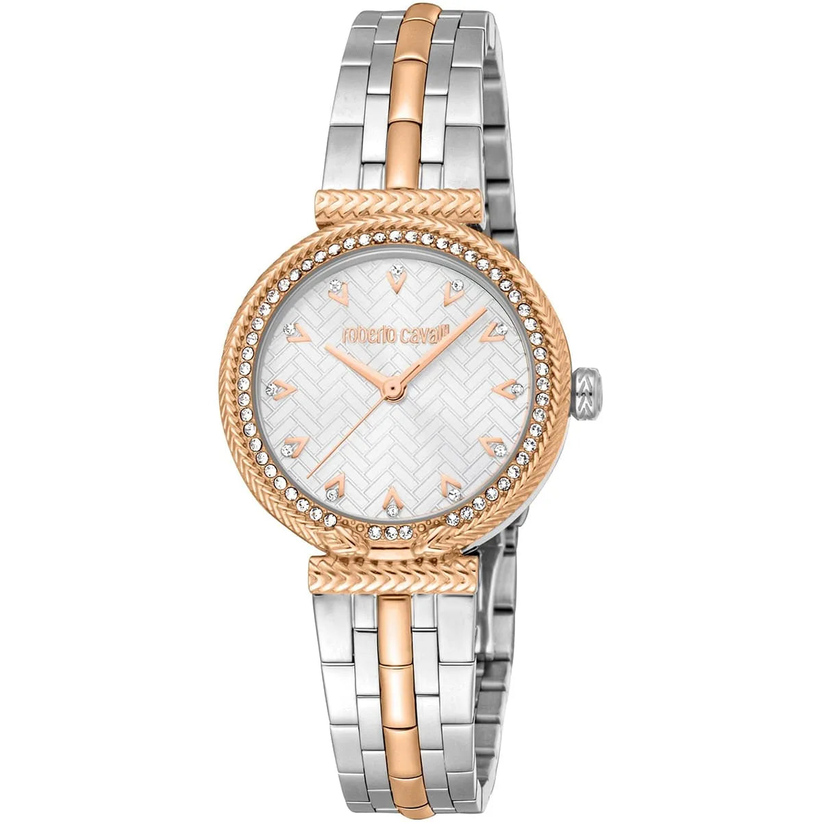 Roberto Cavalli Women's Watch RC5L078M0075 – Silver Dial with Two-Tone Stainless Steel Bracelet