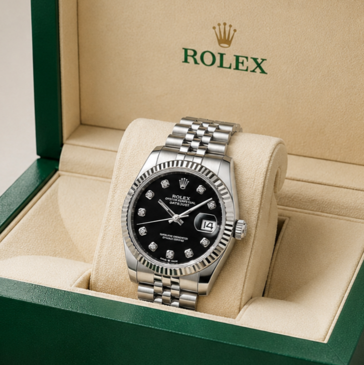 Luxury Rolex Datejust Classic Silver Edition with Black Diamond Dial Rolex-w.06