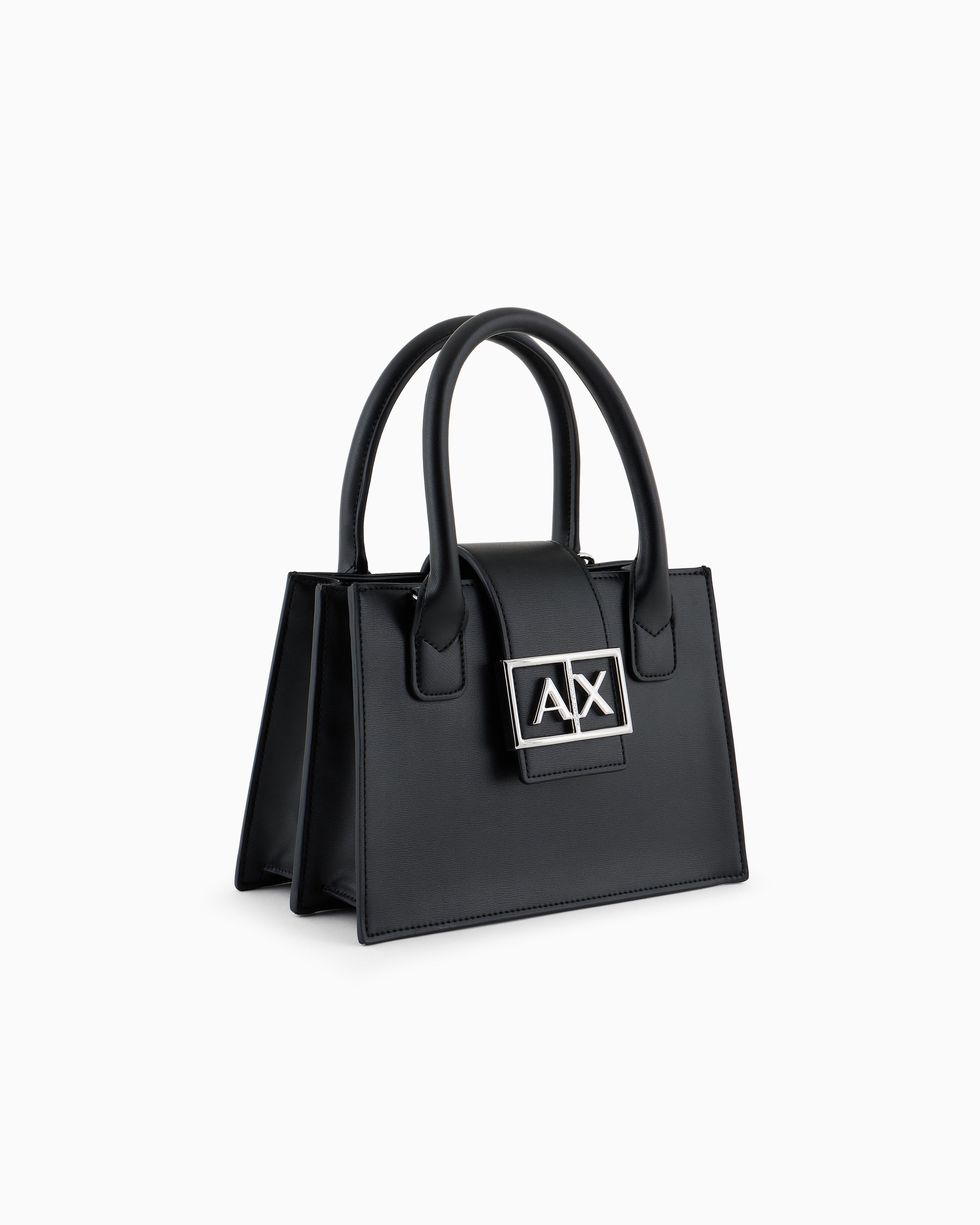 A|X Armani Exchange Small Square Satchel – Silver Hardware, Modern Minimalist Design #6