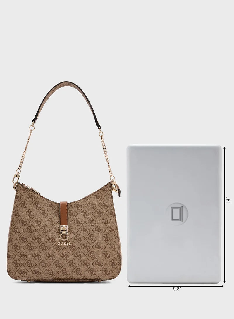 Guess Logo Monogram Hobo Bag – Sand & Latte #166